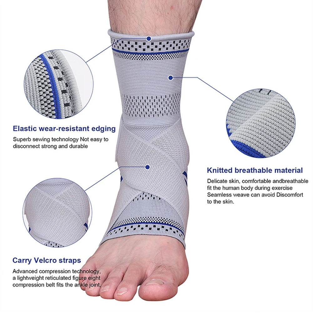 1Pcs Ankle Brace Compression Sleeve with Adjustable Straps, Arch Support & Foot Stabilizer, Elastic Wrap for Plantar Fasciitis