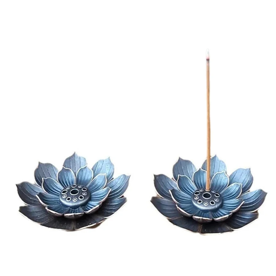 1Pc,Lotus Incense Burner, Incense Base, Aroma Ash Catching Tray, Brass Incense Burner With 6 Holes And Removable Ashtray For Off