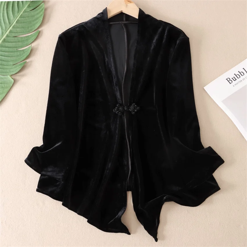 

Новые осенне-зимние женские золотые бархатные куртки большого размера, тонкое женское тонкое пальто, элегантное женское пальто с длинными рукавами и бисером, верхняя одежда W2519