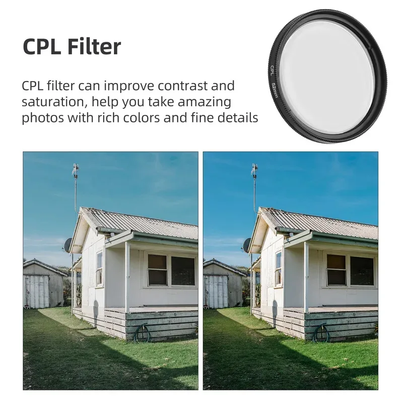 Lente con clip de filtro CPL de 52 mm para iPhone 15 14 13 DSLR