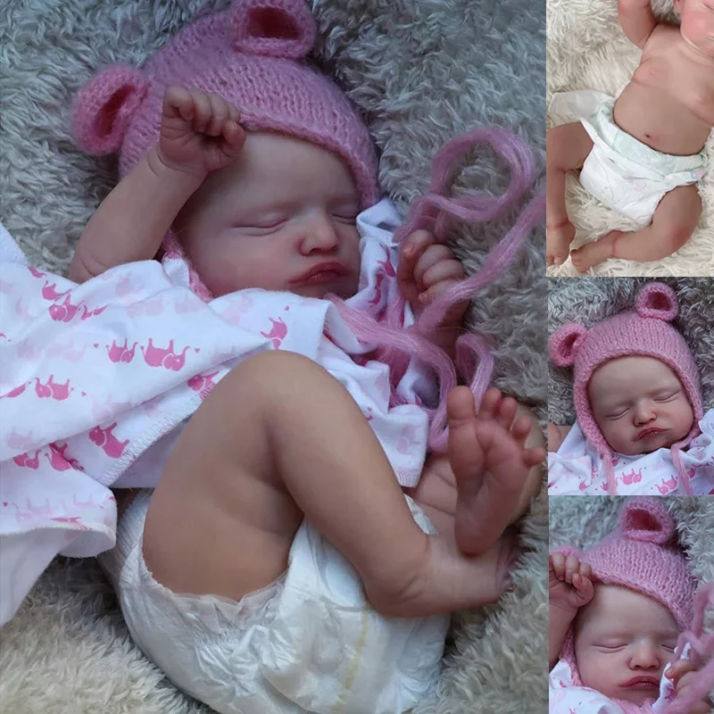 

45cm Cuddly Rosalie Bebe Reborn Sleeping Reborn Baby Girl Very Soft Touch 3D Skin with Visbile Veins Collectible Art Dolls