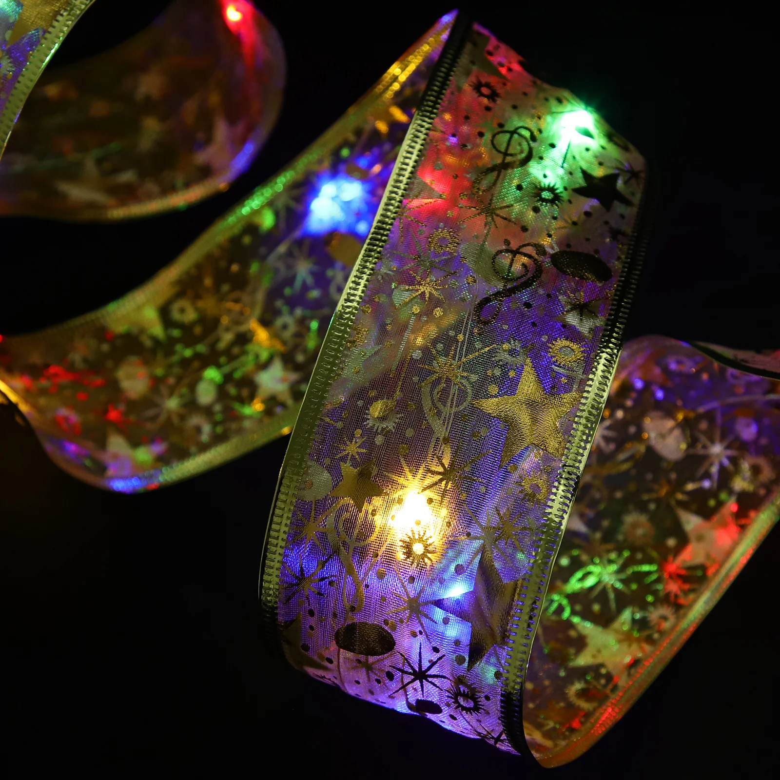 

Christmas Ribbon Led String Decor For Xmas Tree Decorative Ribbon Party Wedding Holiday Festival Operated