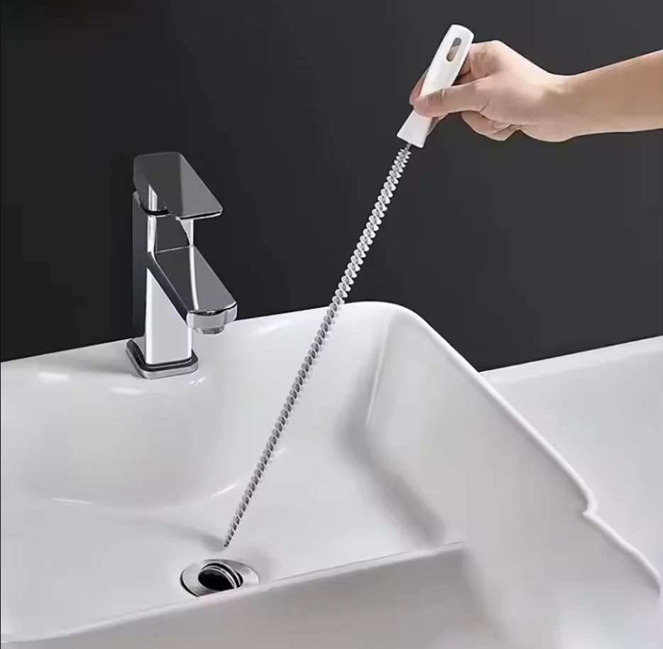 

Flexible Drain Cleaning Brush - Hair Remover Tool for Sink, Shower & Bathtub Clogs | Reusable Pipe Cleaner for Bathroom/Kitchen