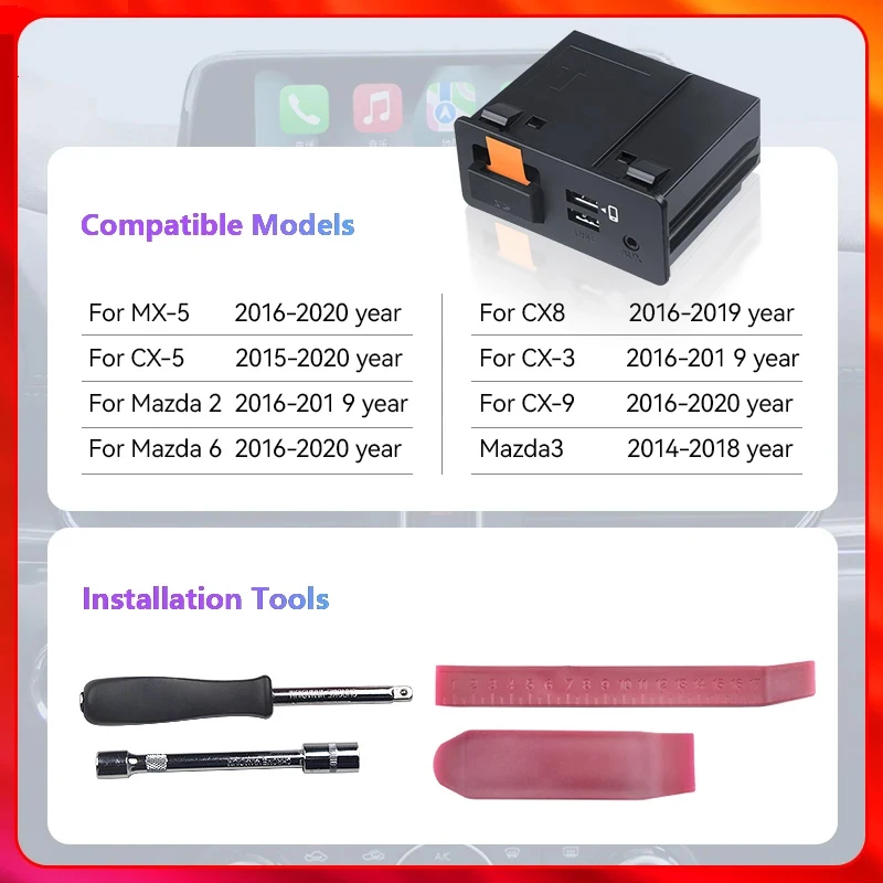 

Payment P3 Wireless For Apple CarPlay Android Auto USB Adapter H0ub OEM for Retrofit Mazda 2 3 6 CX30 CX5 CX8 CX9 MX5