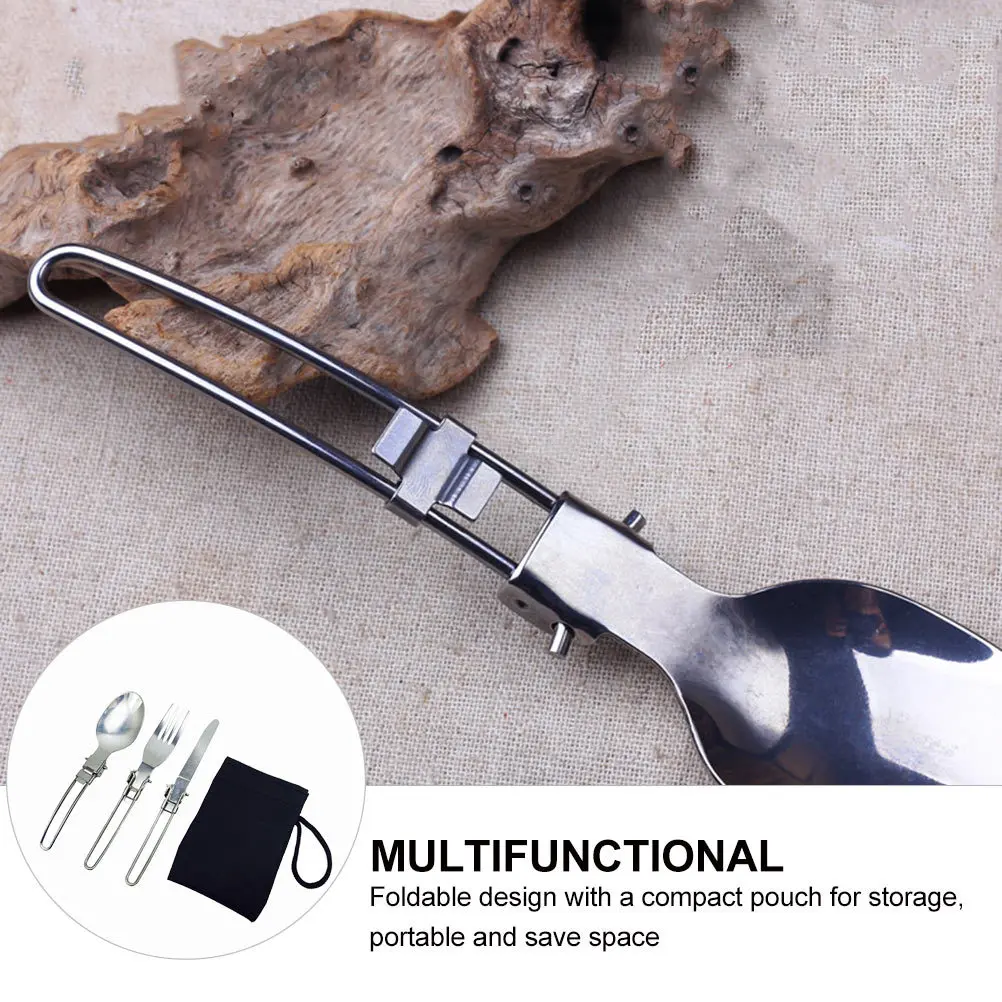 

2 Sets Foldable Spoon Single Cutlery Folding Tableware Stainless Steel Spoons Forks