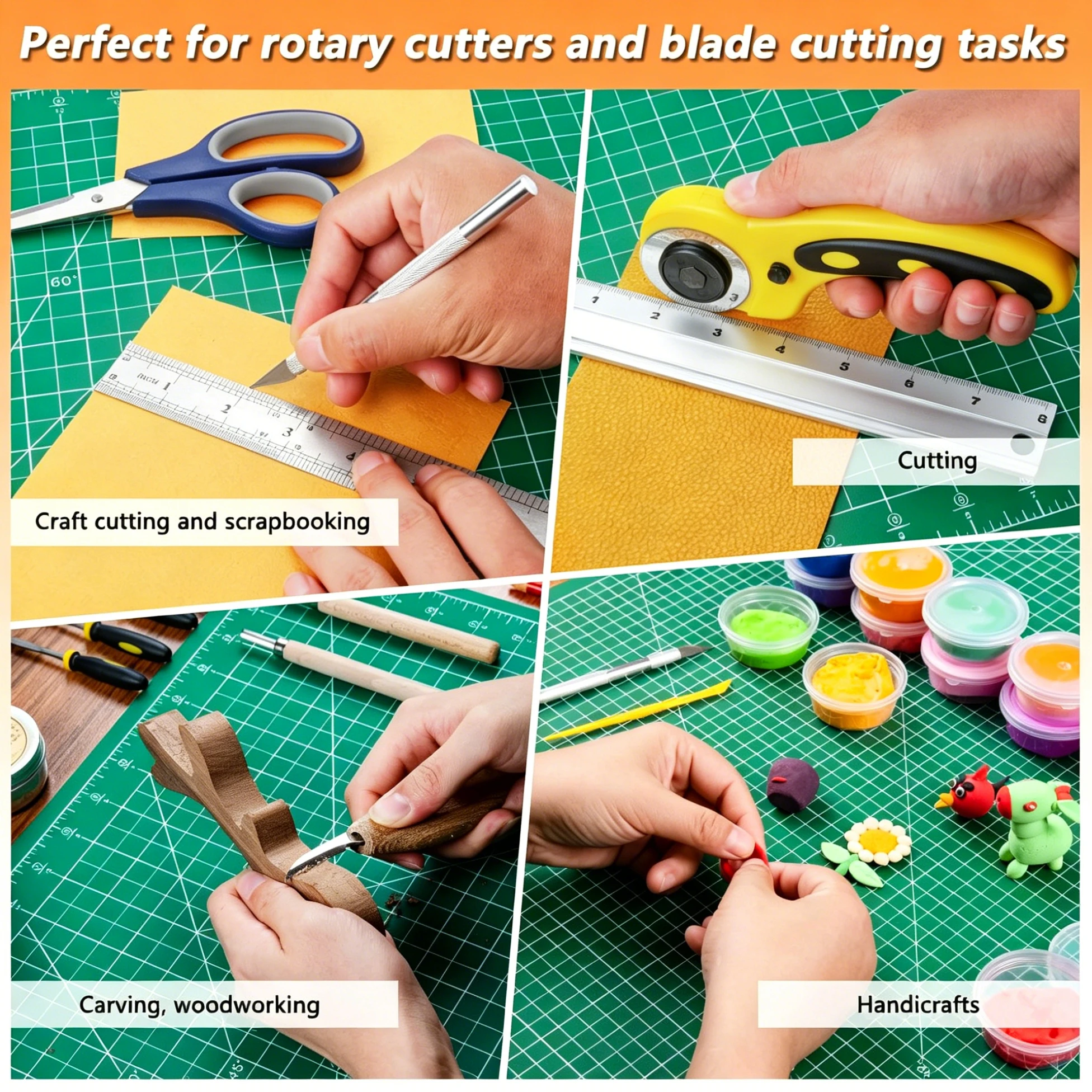 A1 90x60cm Self-Healing Cutting Mat 1.8mm Thick Non-Slip Double Sided Grid Leather Cutting Pad for Sewing Quilting Craft Hobby view 6