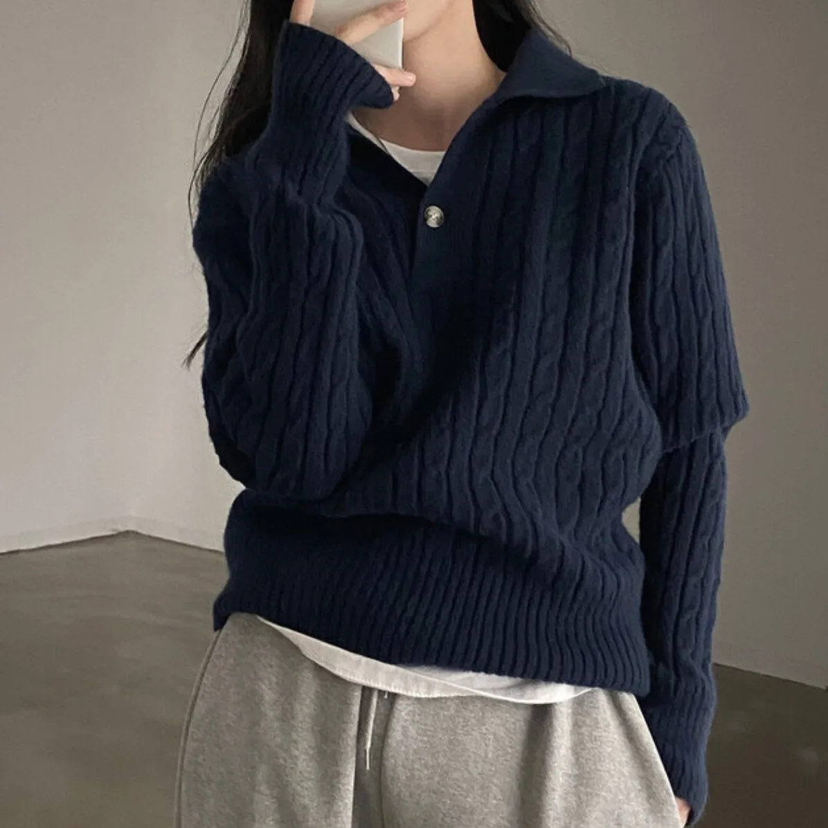 

Шикарный вязаный длинный свитер Sve Ne для женщин, винтажный сладкий твист, осень-зима, универсальный модный топ Lazy Sle