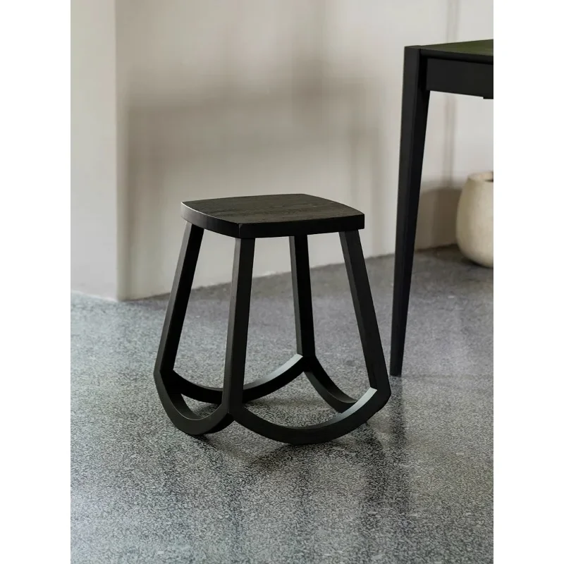 Solid wood stool light luxury high-end edge few household modern simple wood thickened shoe changing stool dining chair