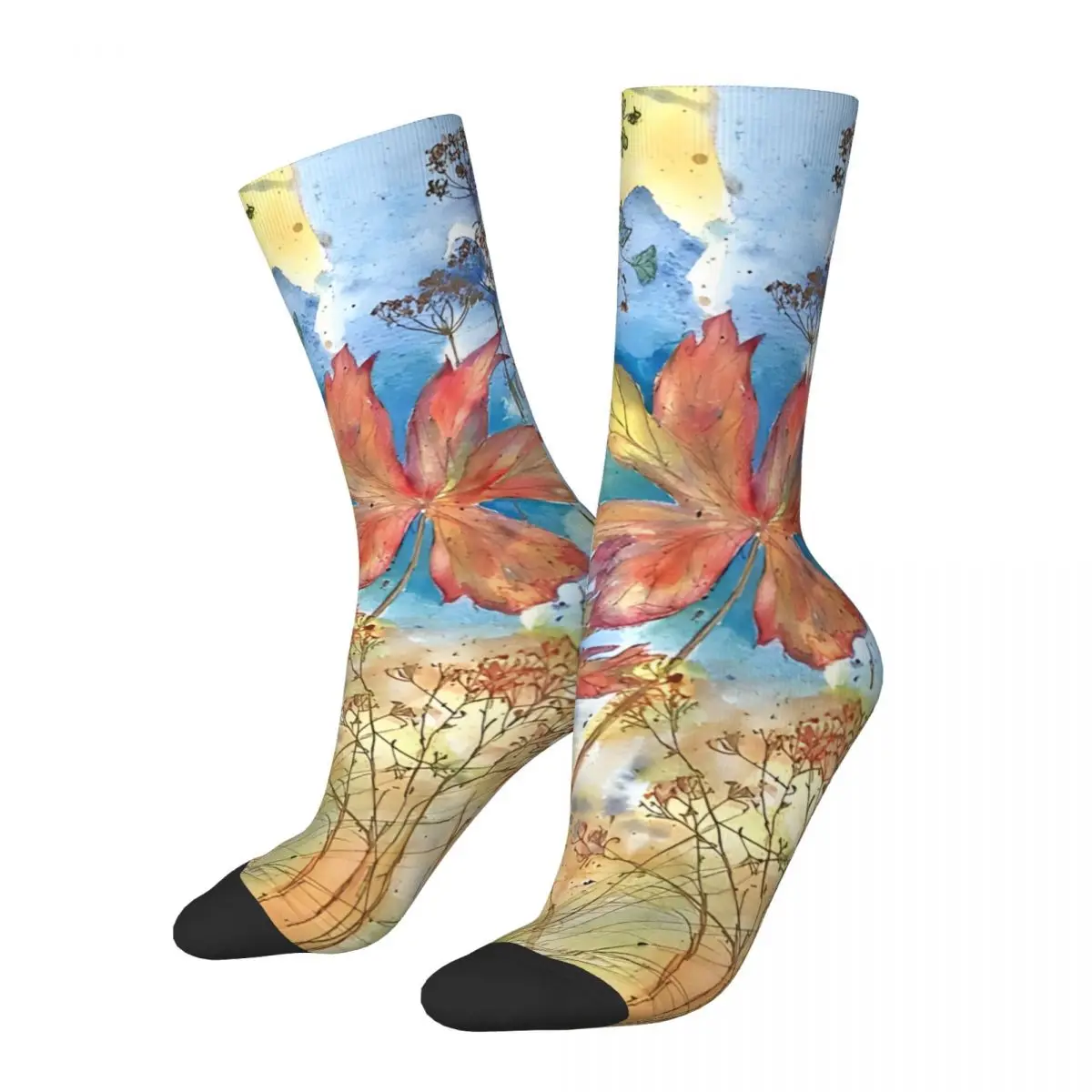 Crazy compression National Park Fall Flora Sock for Men Vintage Yellowstone Quality Pattern Crew Sock Novelty