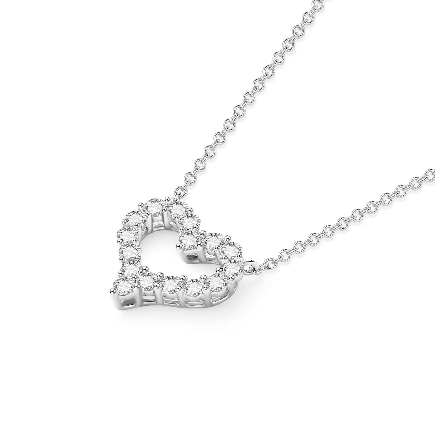 18K White Gold Lab Grown Diamond Heart Necklaces Fine Jewelry For Women Wedding Anniversary