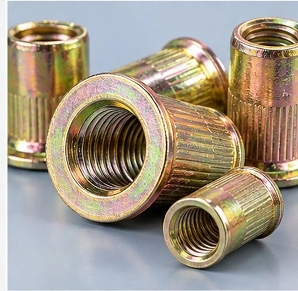 150Pcs Color Zinc Rivet Nuts Assortment Flat Head Insert Rivnuts High Efficiency No Counterbore Needed for Steel Fiberglass