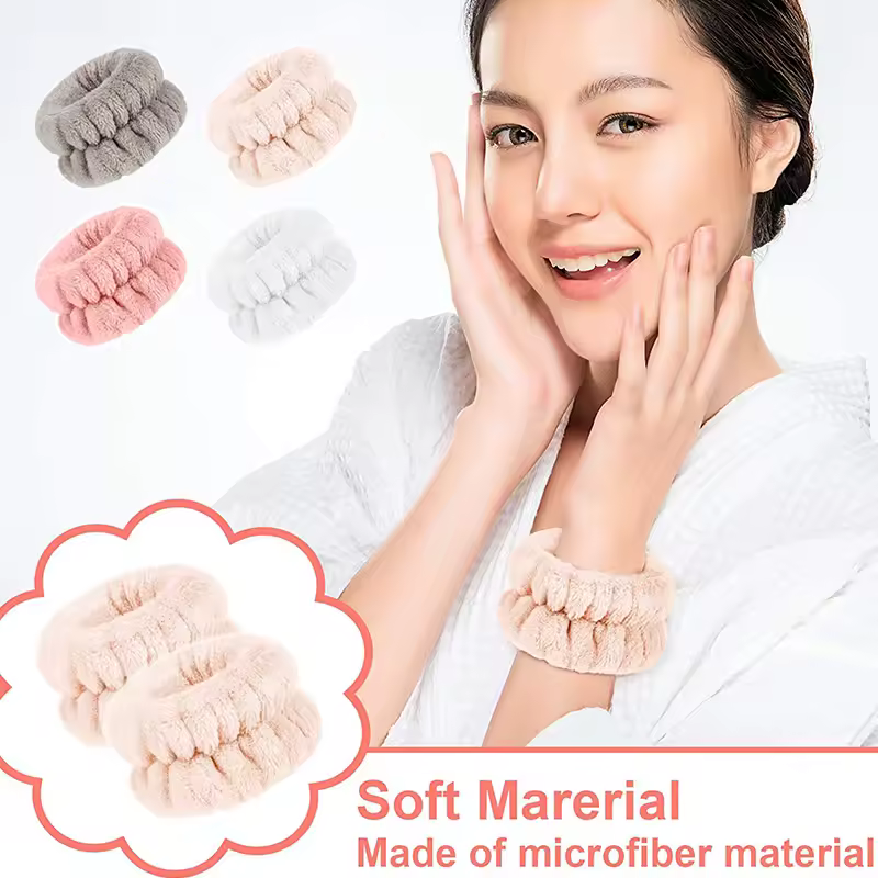 Wrist Washband Microfiber Wrist Wash Towel Band Wristband Scrunchies for Wash Face Absorbent Wrist Sweatband for Women Headband - Image 5