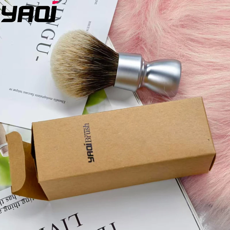 2026-flash-sale！yaqi-matte-chrome-color-metal-handle-best-badger-hair-shaving-brush-for-men-professional-barber-tools