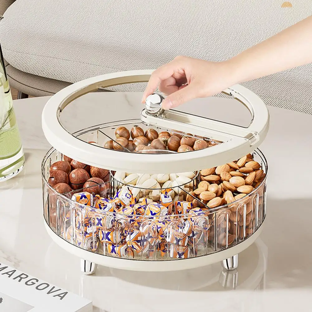 

Snack Fruit Divided Plate Box Serving Tray Rack with Nut Food Storage Snacks Dish Dried Platter Compartment Candy Plastic L X8T2