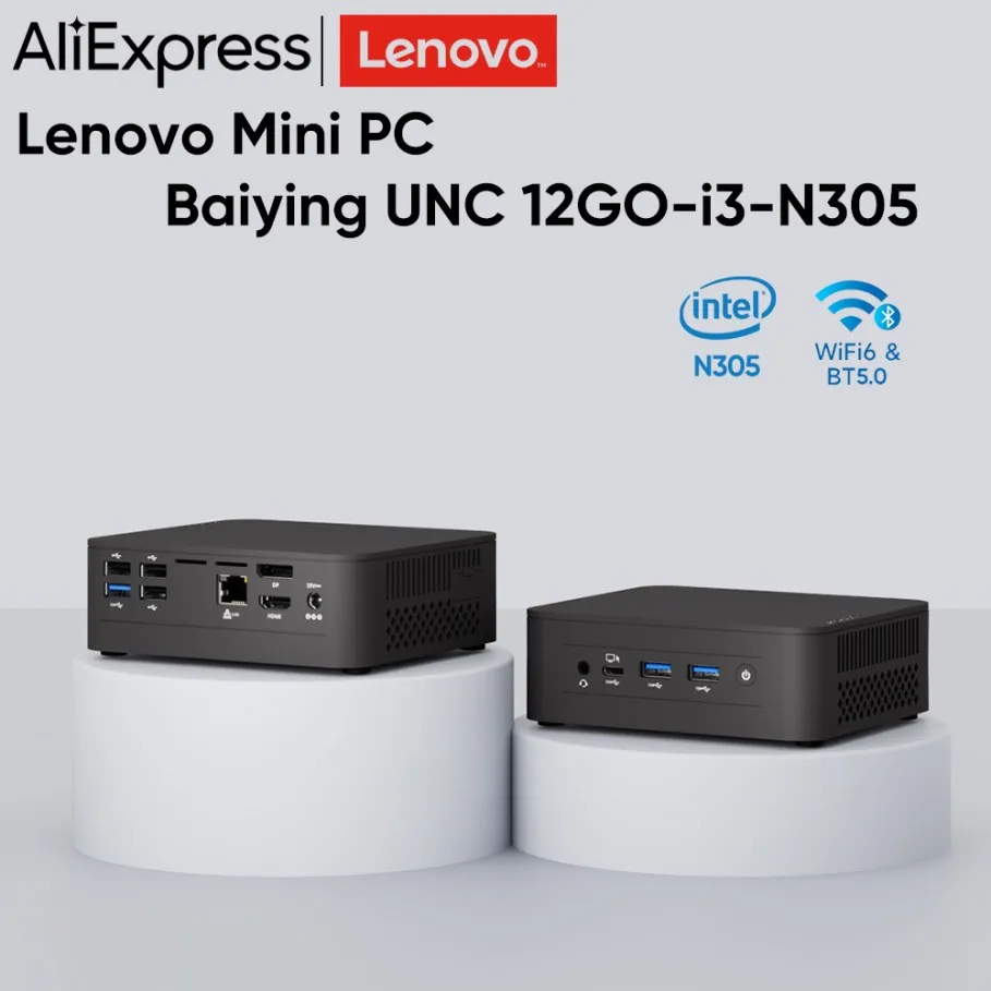 Lenovo Baiying NUC 12GO Mini PC  Intel Alder Lake i3-N305 Windows UP TO 16GB RAM 512GB ROM WiFi 6 BT5.2 Desktop Computer