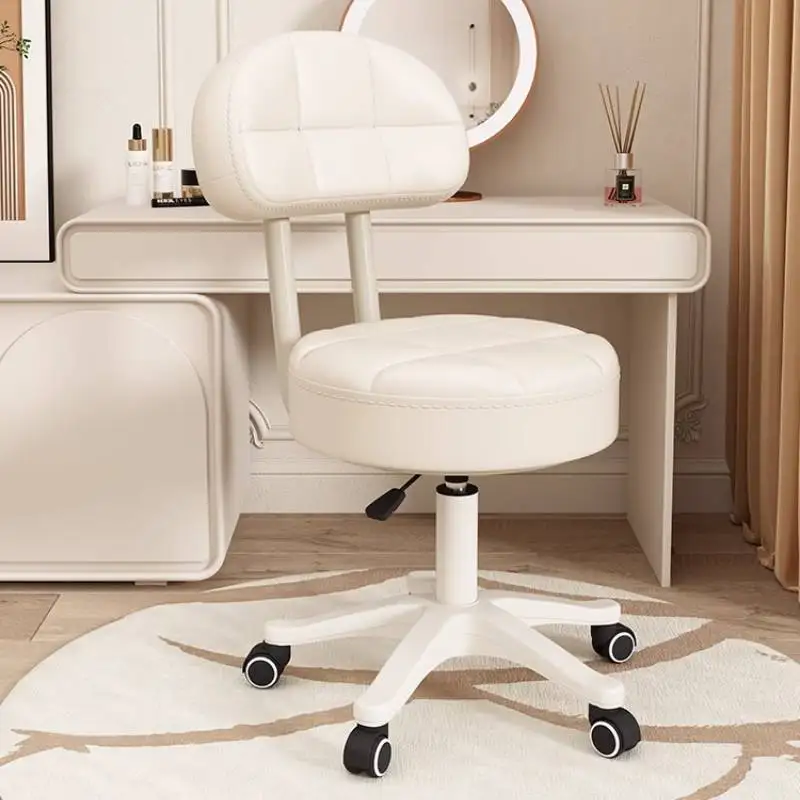 Wheels White Office Chair Home Swivel Fabric Leisure Floor Fashion Bedroom Raise Chair Support Sillas Comfortable Furniture Home