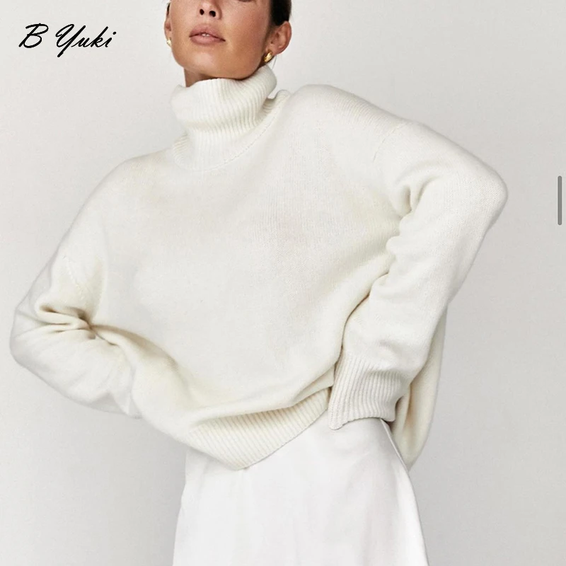 Blessyuki Soft Cashmere Turtleneck Knit Sweater Women Oversized Thicken Warm Basic Pullovers Female Winter Solid Lazy Oaf Jumper