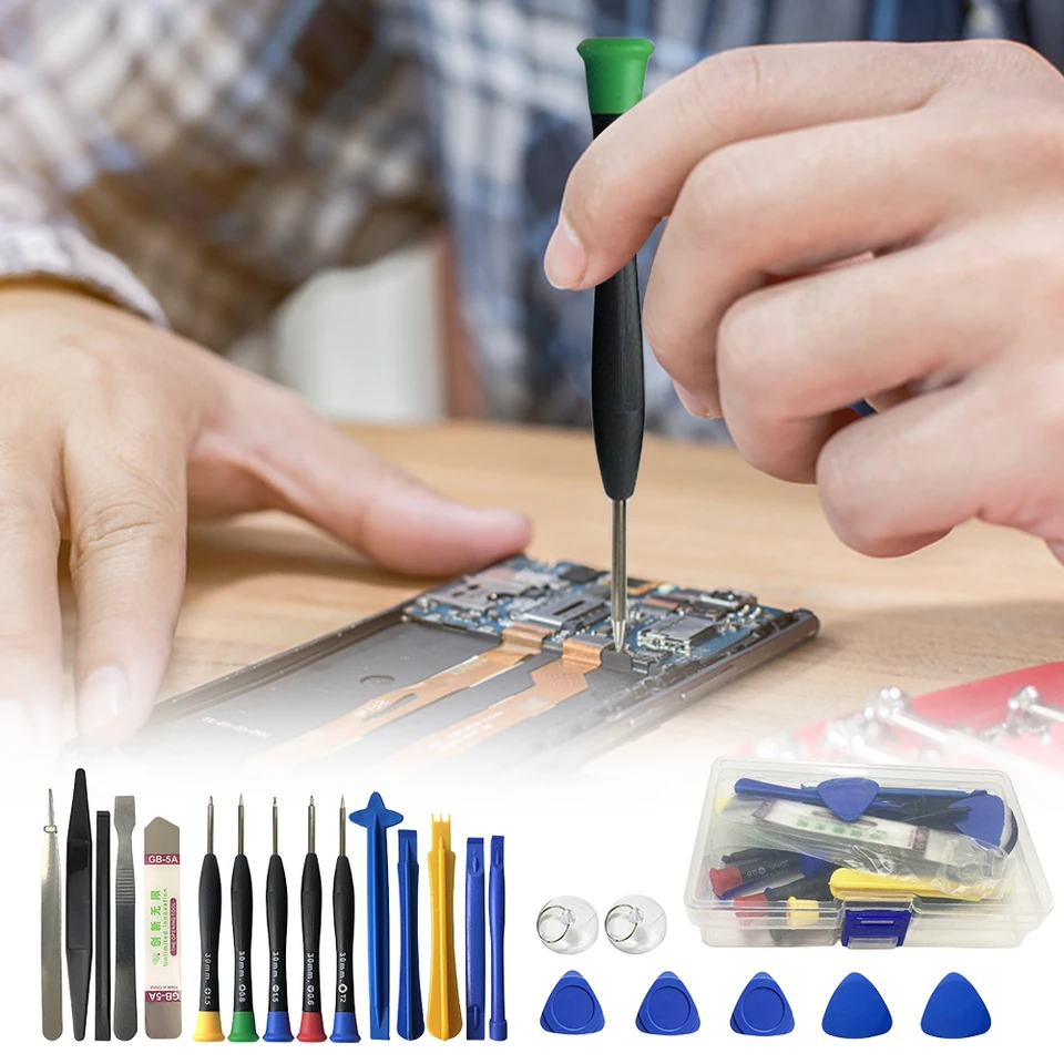 Kit de mantenimiento y reparación de 22 herramientas multifunción para desarme de celulares, iPad y laptops 3