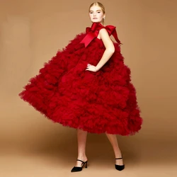 Extra Puffy Mesh Women Party Dresses Cute Ruffles Tiered Tulle A line Famale Brithday Prom Gowns Tea-length Fluffy Pageant Dress