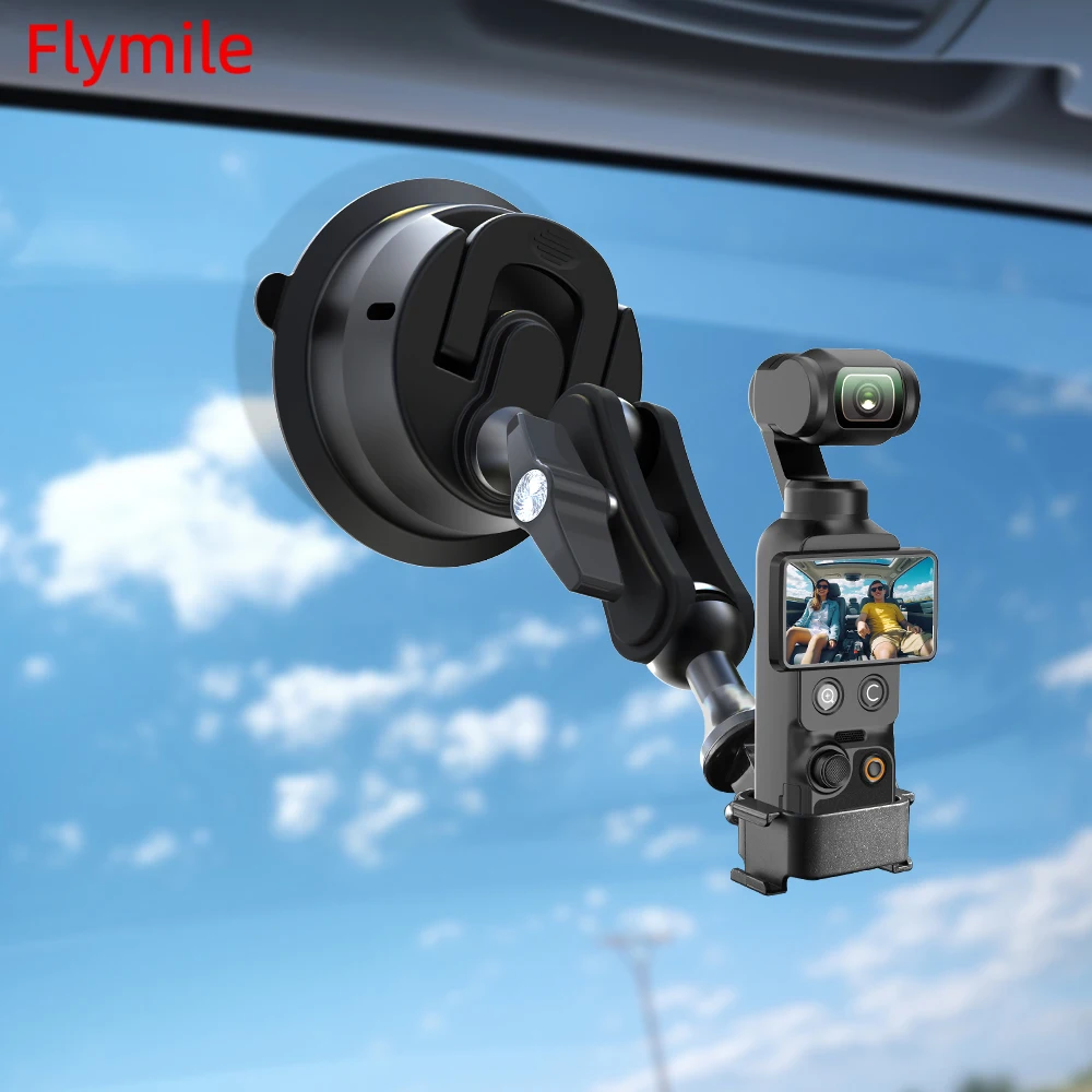 

Flymile Suction Cup Mount for DJI Pocket 4/OSMO 360/Action 5 Pro/Insta360 X5/Ace Pro/Gopro/DLSR Adjustable Car Windshield Holder