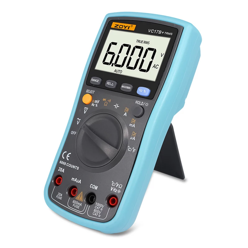 Imagem -03 - Além Disso Multímetro Digital 6000 Contagens Multímetro Transistor Profissional Tester Capacitor Tester Lcd Zoyi-vc17b