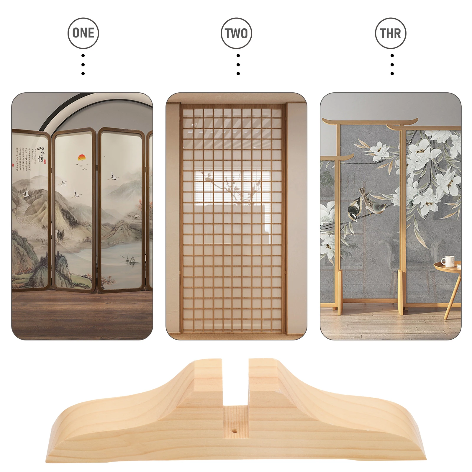

Wooden Screen Base for Room Divider Brown Color Sturdy Thickened Bracket Home Office Hotel Easy Installation Patio