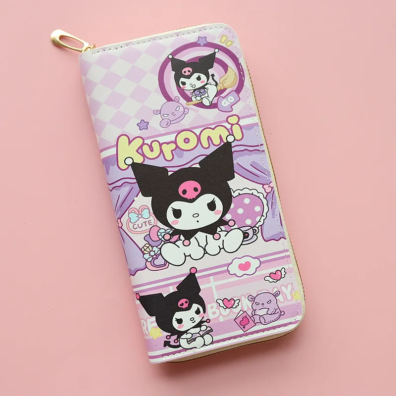 Sanrio Kuromi Female Student Cartoon Long Wallet Kuromi Fresh Large-capacity Mobile Phone Wallet Zipper Card Bag Clutch Bag New