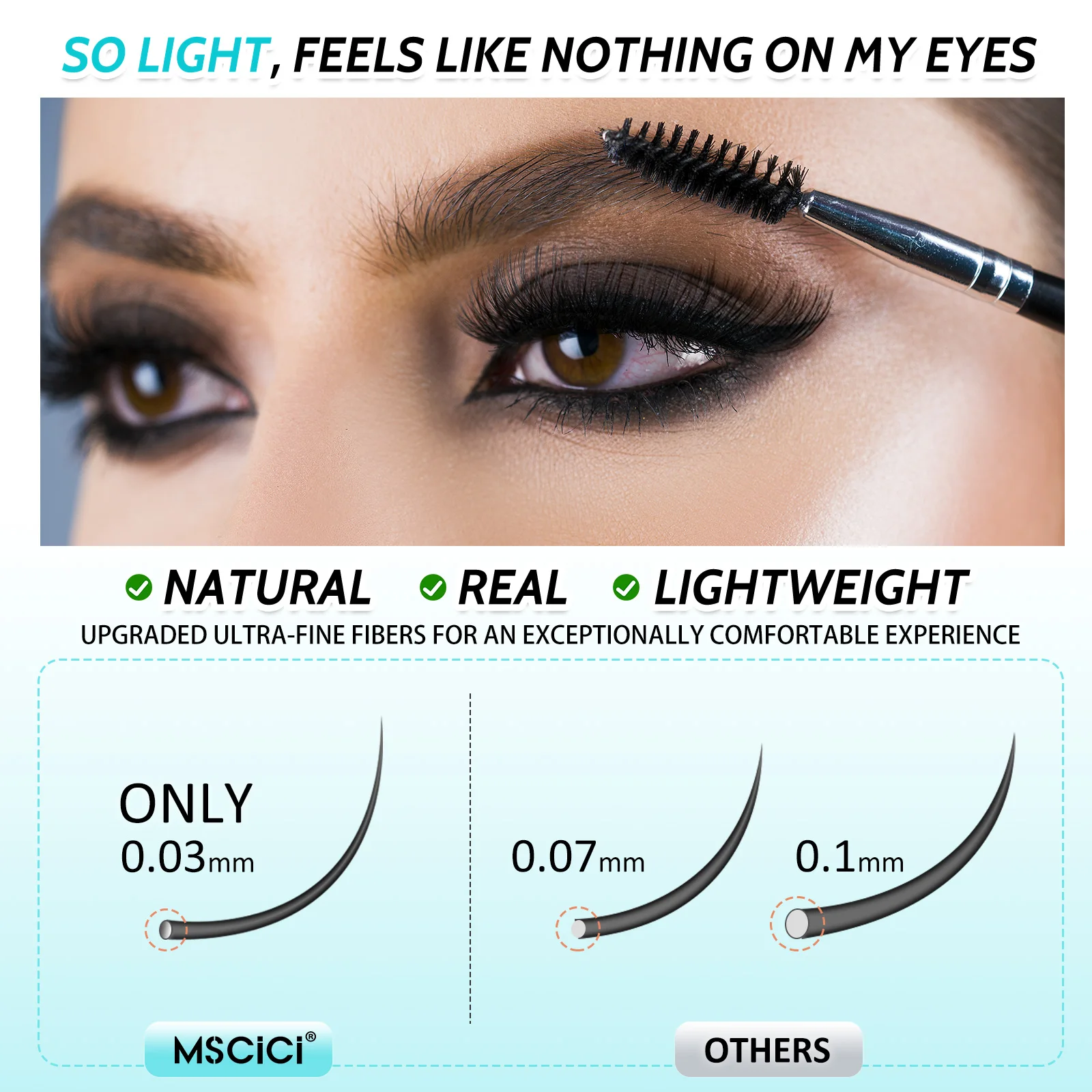 Mscici Clusters de cils Curl Volume 3D Clusters de cils vaporeux - Large bande invisible DIY Doll Eye Extensions de cils hybrides appuntées