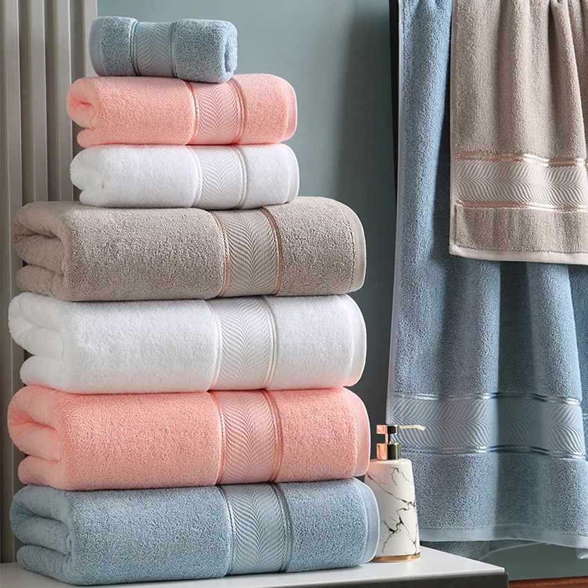 Luxury Pure Cotton Towels Solid Color Face Hand Bath Towel Soft Thick Large for Adults Kids Home Bathroom Spa Toalla Serviette