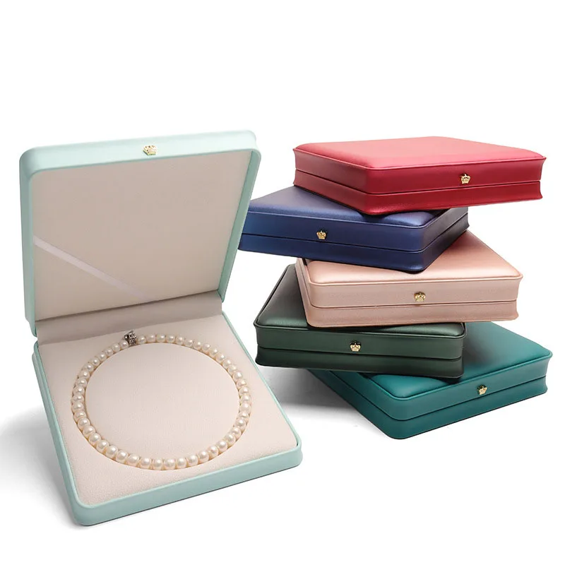 1Pcs Fashion necklace earring bracelet jewelry set box 19x19x35cm  Pu crown buckle wedding gift jewelry storage box