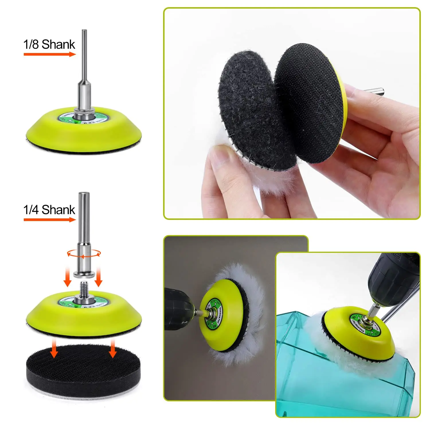 131 PCS 3 Inch Schleifen Discs Haken und Schleife 60 zu 10000 Nass Trocken Schleifpapier mit 1/8 "& 1/4" schaft Sichern Pad Polieren Pads