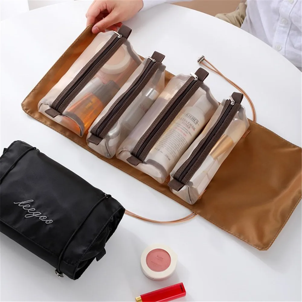 4-In-1 Multifunctional Makeup Bags Large Women Cosmetic Bags Foldable Wash Storage Bag Travel Toiletries Organizer Make Up Pouch