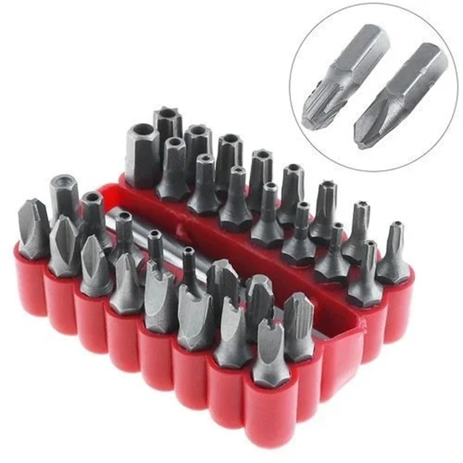 33pcs Security Bit Set - Tamper Proof Torx Hex Star Spanner Tri Wing Screwdriver & Magnetic Bit Holder - Professional Hand Tools