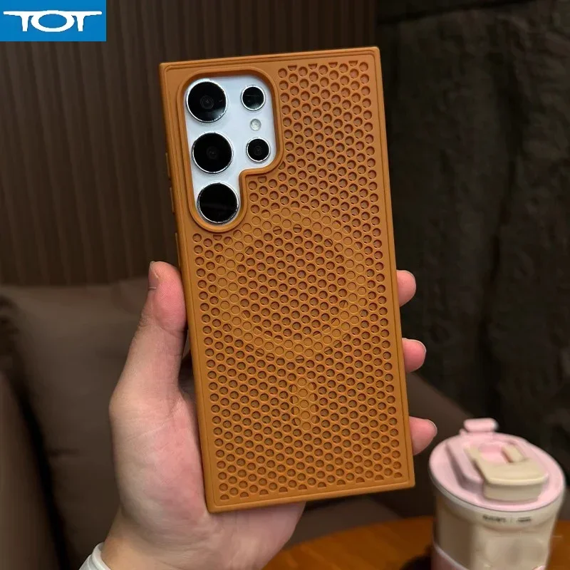 

Luxury Dissipate Heat Magnetic Case For Samsung Galaxy S25 Ultra S24 S23 S22 Plus Breathable Mesh For Magsafe Silicone Cover