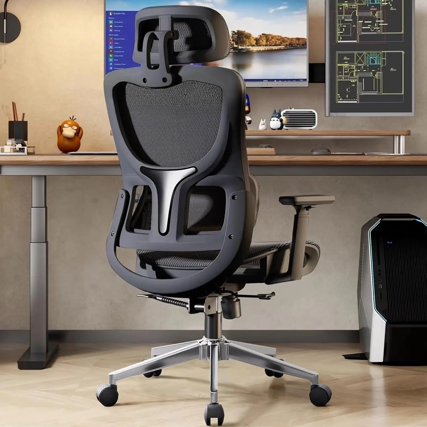 

Ergonomic Office Chair,High Back Mesh Desk Chair with 3D Armreat Adjustable Headrest, Reclining Comfy Computer Gaming