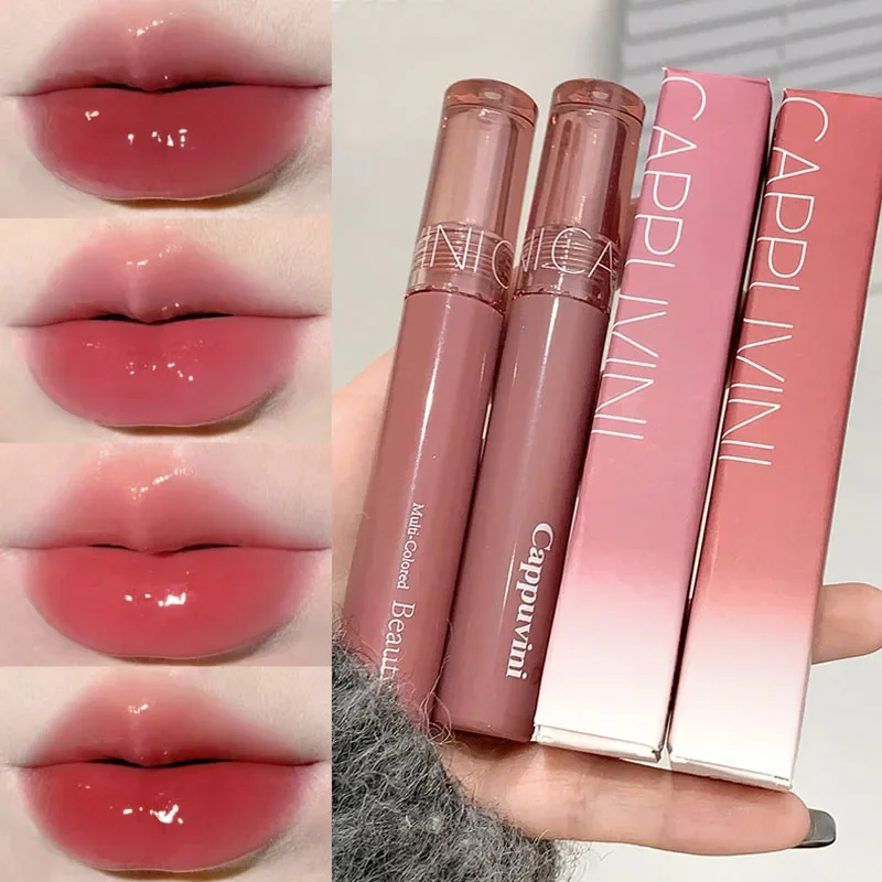 6 Farben Spiegel Gelee Lippen glasur wasserdicht wasser leicht Lip gloss dauerhafte feuchtigkeit spendende glänzend rot rosa Tönung Lippen Make-up Kosmetik