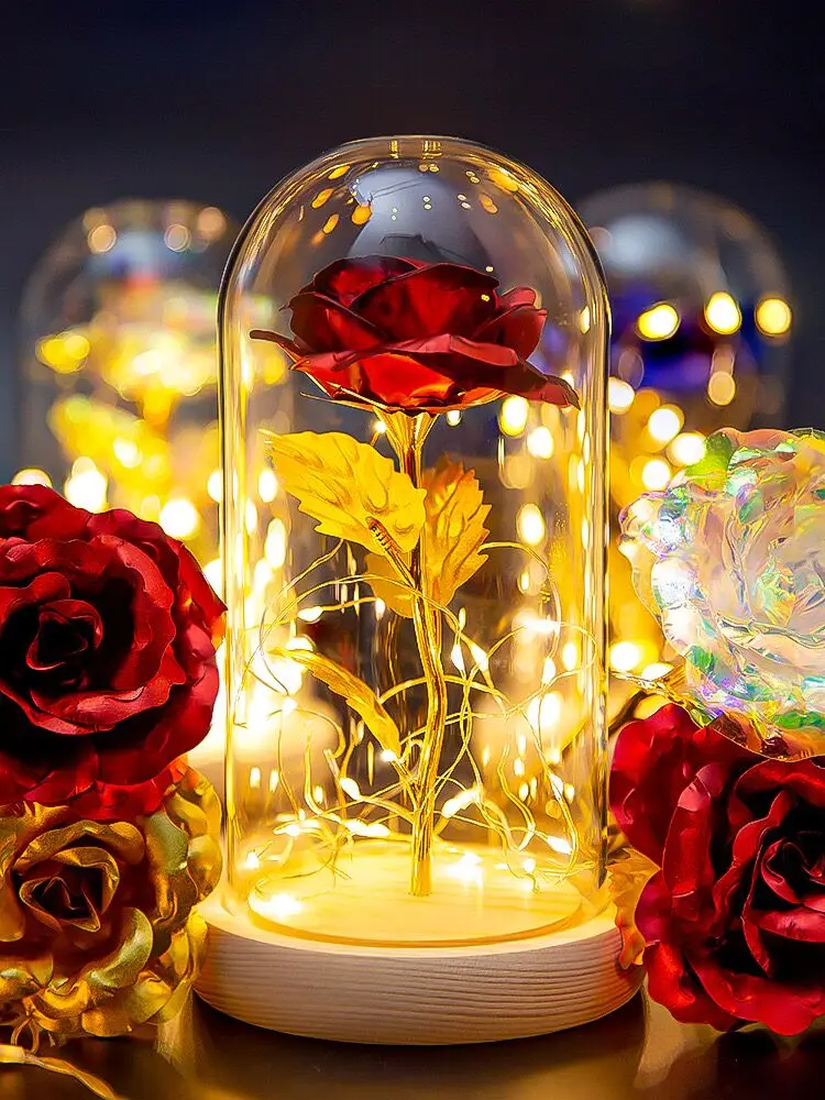 Eternal rose transparent lampshade gift with lamp desktop bedside decoration Sleep light bedroom night light