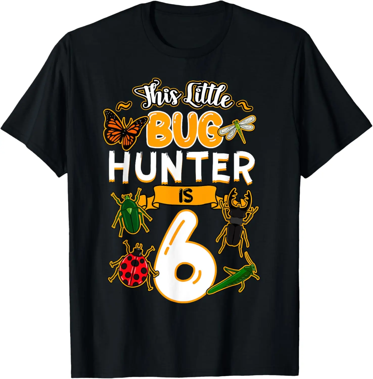 This Little Bug Hunter Is 6 Birthday Insect Bday Party T-Shirt