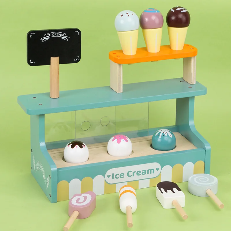 Wooden Ice Cream Pretend Toys Mini Food Children Toys Wedding Party Bakery Dessert Play House Decoration