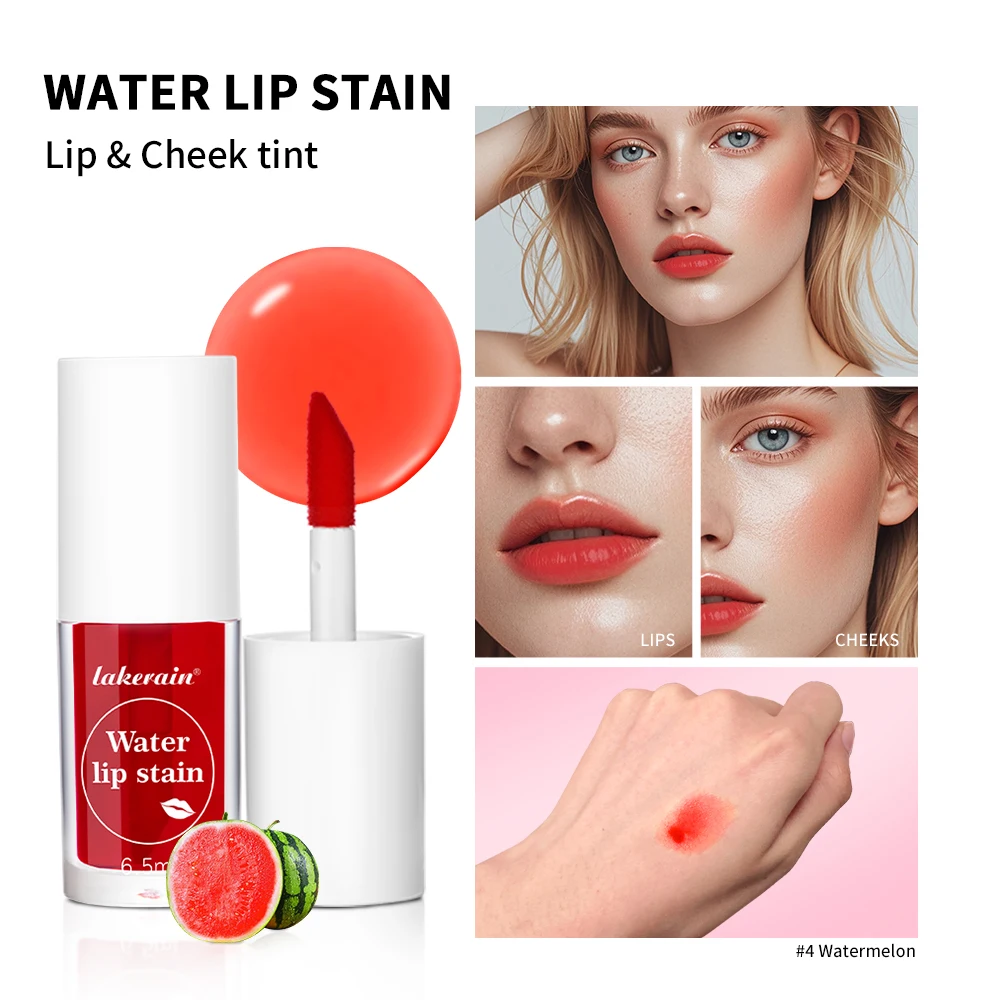 Fruity Water Lip Tint für Lippen, langlebiger, wasserfester Lippenstift, wasserfeste Lippentönungen, Fleck, 24-Stunden-wasserbeständige Lippenstifte, Ma