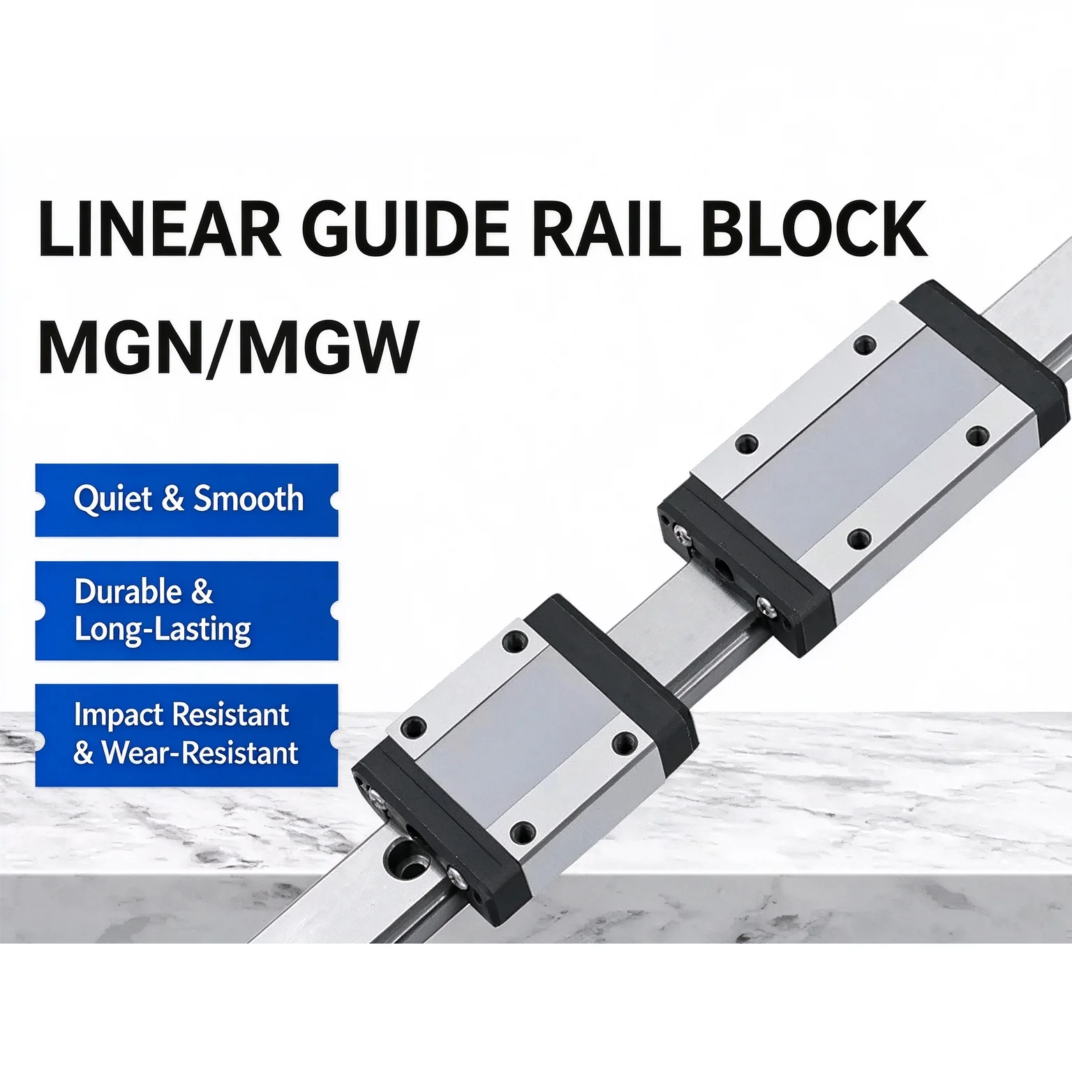 1PCS MGN Linear Guide Rail Slide MGN7 MGN9 MGN12 MGN15 L 100-800mm Miniature Size with 2PCS Black Blocks for 3D Printer Parts