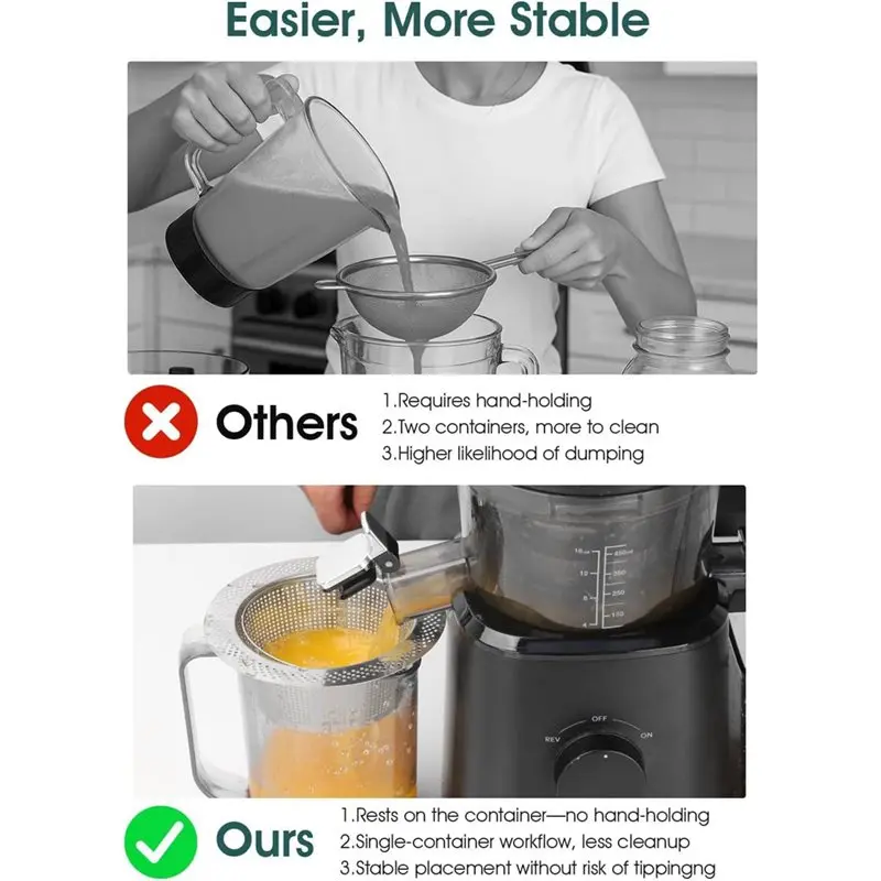 [NEW!A38F】 Pulp Strainer For Nama J2 Cold Press Juicer- Stainless Steel Filter 2PCS Pulp Secondary Fine Filter