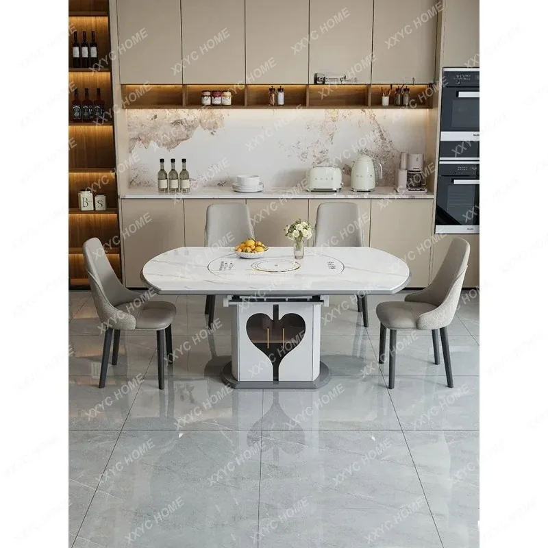 XXrock slab  dining table and chairs Induction cooker Electric vegetable heating board Dining table can be equipped with turn