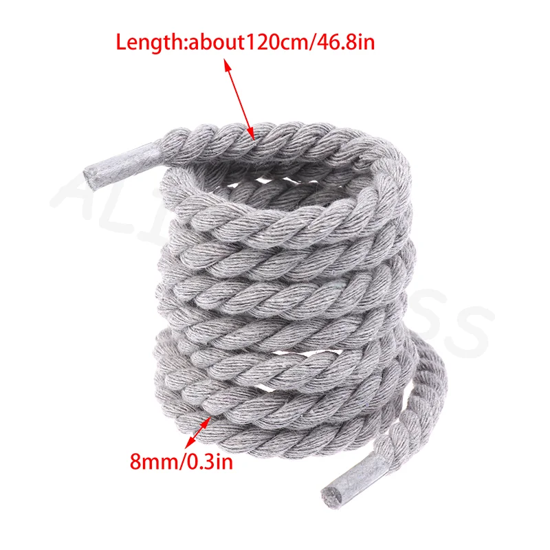 0.8cm X 120cm Bold Shoelaces for Shoes And Sneakers 2Pcs Polyester Cotton round Thick Rope Laces Solid Color