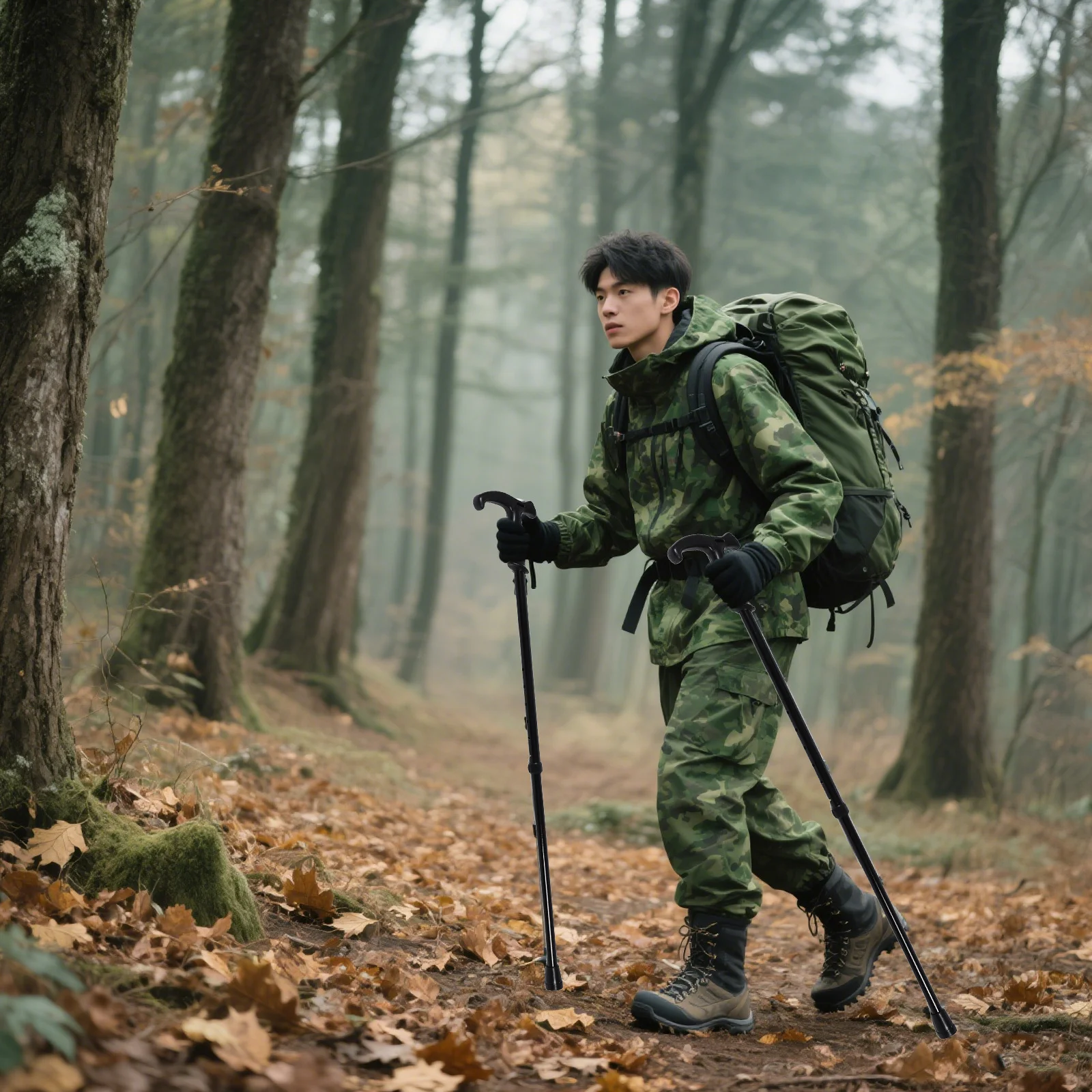 

Aluminum Alloy Telescopic Hiking Stick Collapsible Adjustable Nonslip Grip Trekking Pole for Climbing Backpacking Outdoors