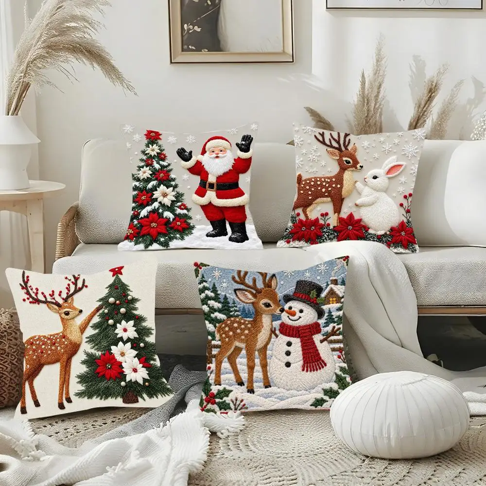 Merry Christmas Throw Cushion Cover Luxury Soft Plush Pillowcase Double Side Cushion Cover Cozy Home Decor Unique Gifts