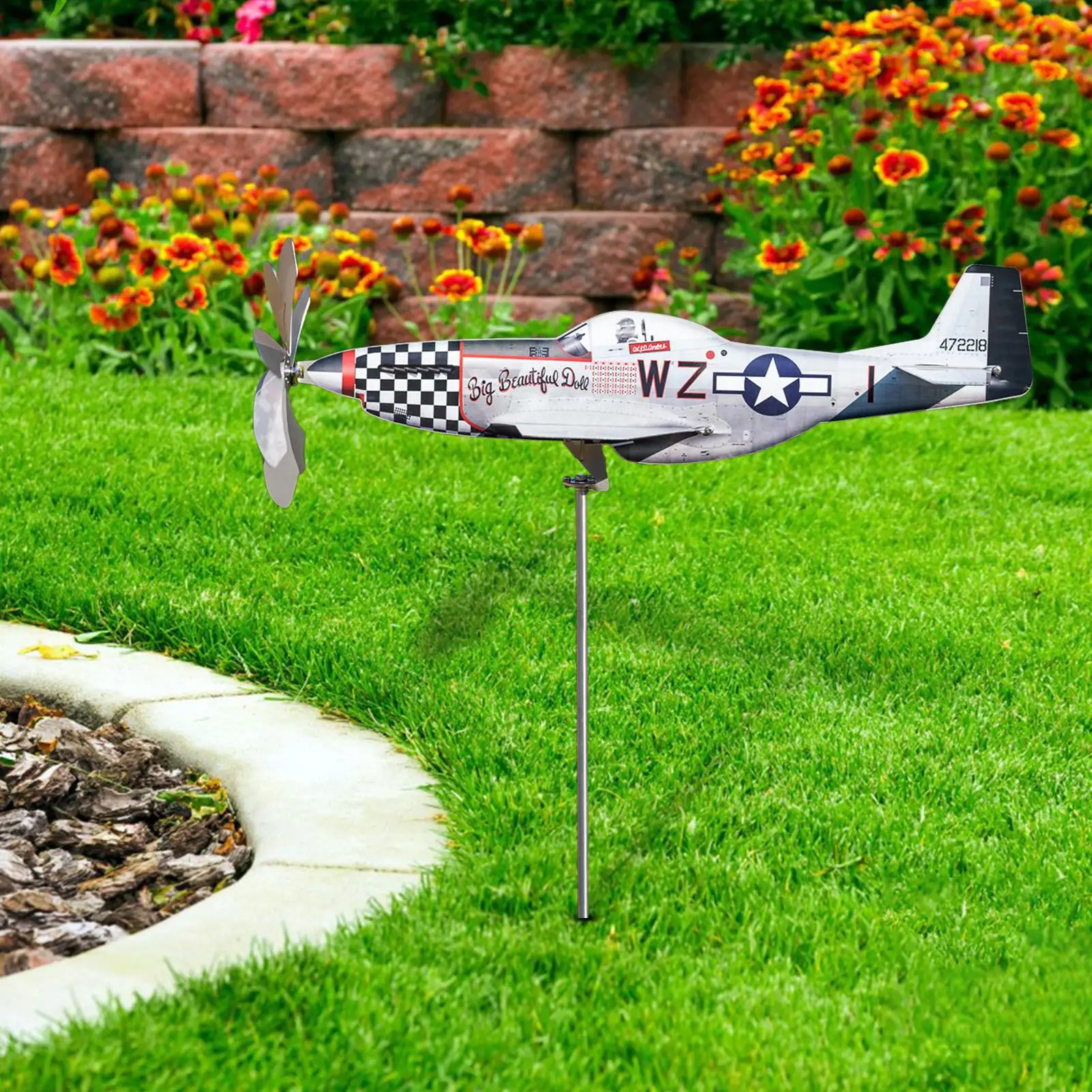 Aircraft Garden Windmill Airplane Wind Spinners Weatherproof Stainless Steel Wind Powered Wind Catcher Garden Art Decorations - view 3