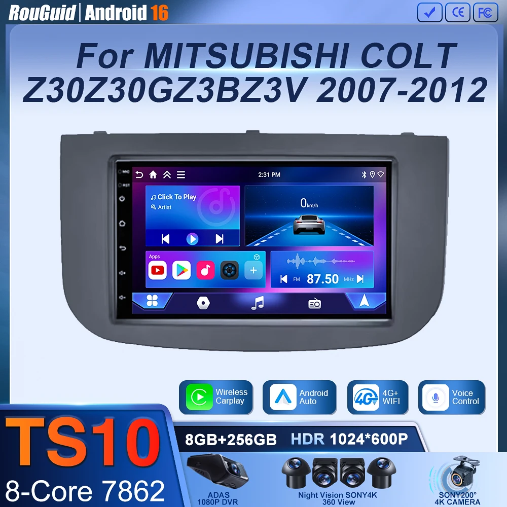 Android 16 Radio Samochodowe 2 Din do MITSUBISHI COLT Z30Z30GZ3BZ3V 2007-2012 Odtwarzacz Multimedialny Video Carplay Bluetooth 8 Rdzeni 5G RDS
