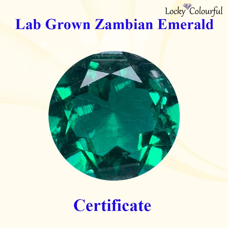 Lab Grown Zambian Emerald Round Shape Green Color Selectable AGL Certificate with Cracks Inclusions Inside Charms Beads Rings