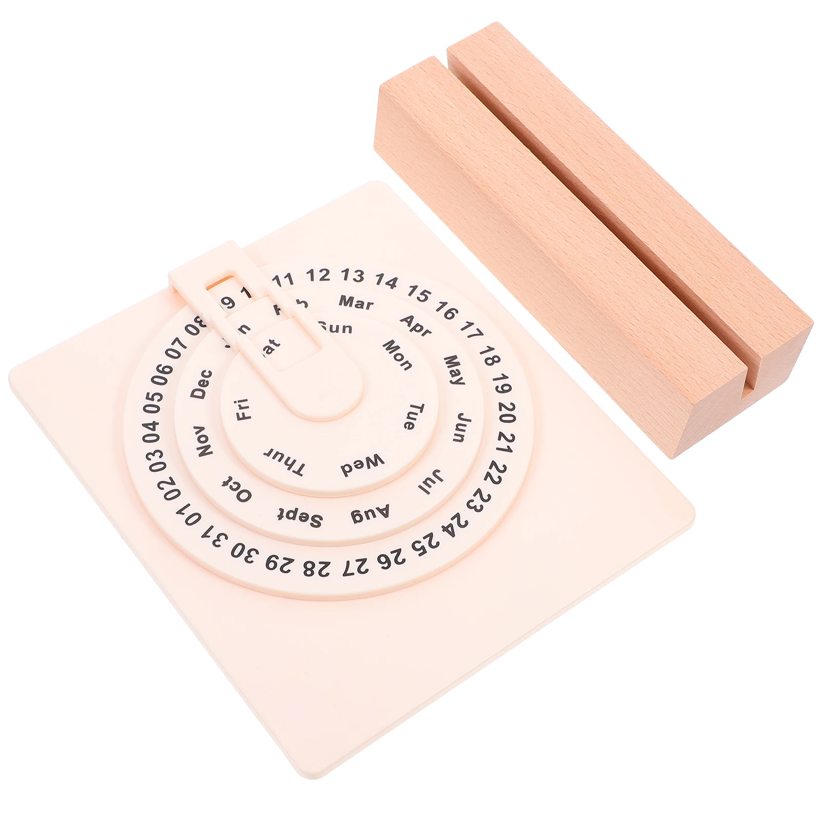 

Rotating Perpetual Wood Base Minimalist Desk Calendar Decor Desktop Decorative Table Calendar For Office Home Workspace